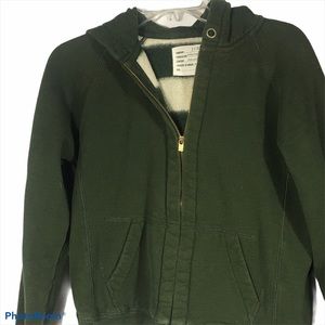 J CREW Teddy Bear French Terry Lined Hoodie OLIVE
